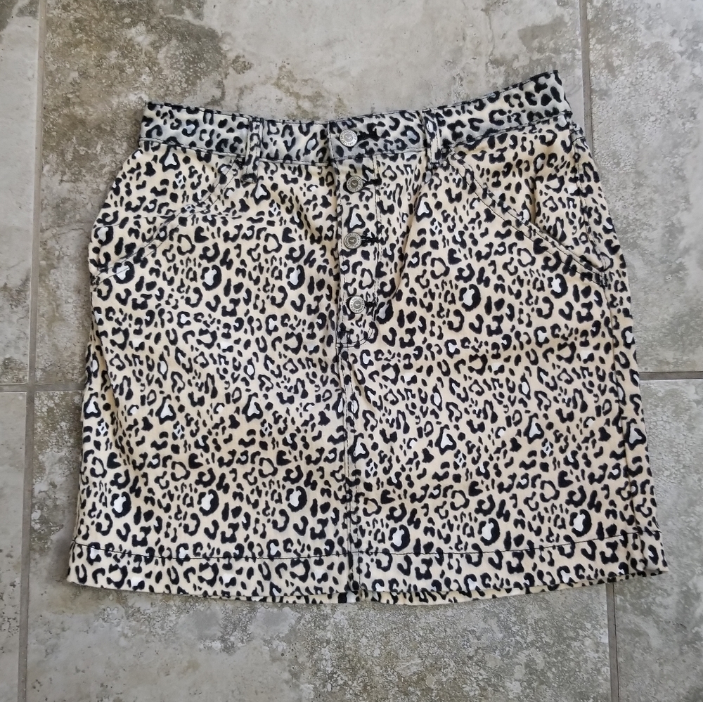 Hollister Cheetah High Rise Skirt Sz 11 Waist 20